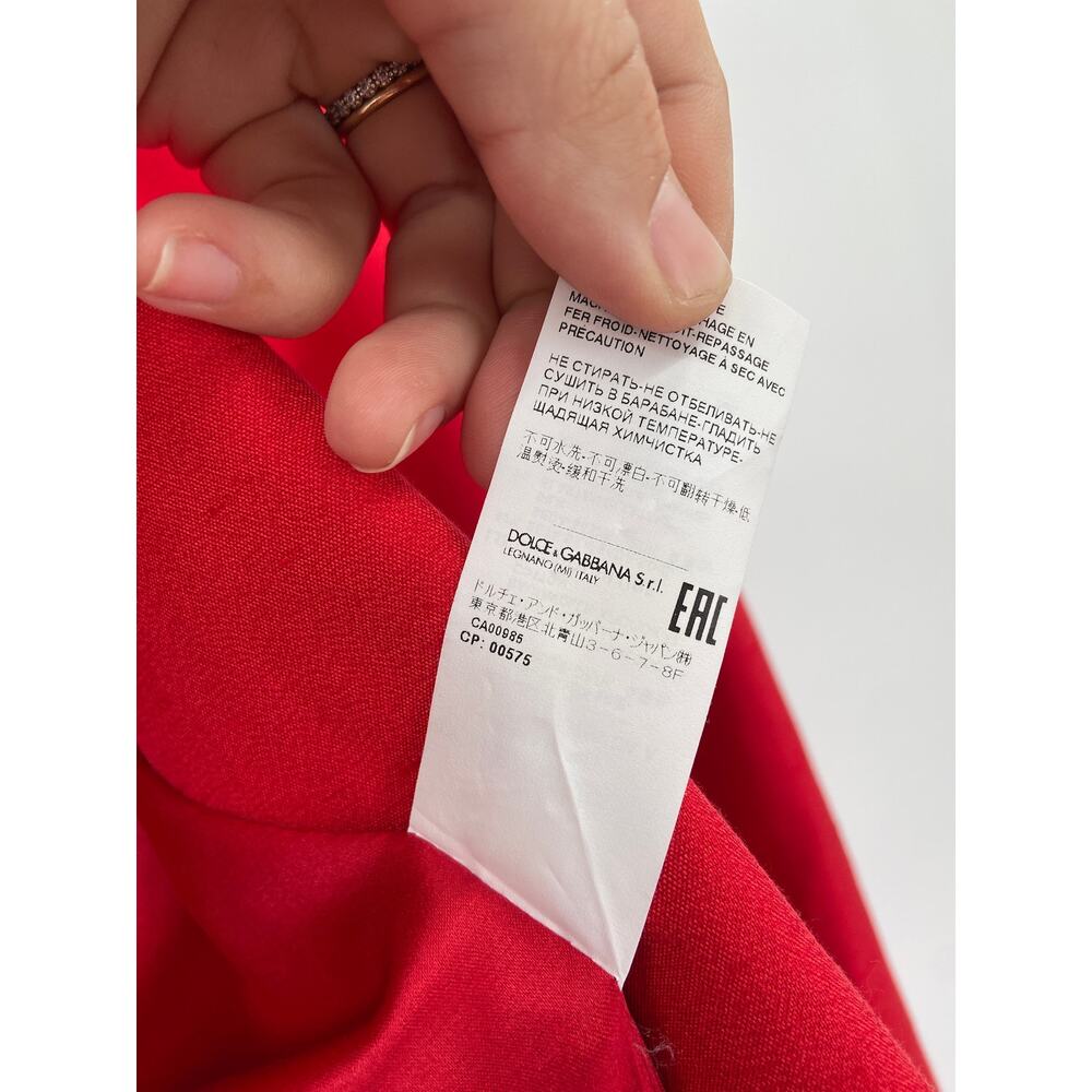 Dolce & Gabbana Silk Blend Single Breasted Blazer Women Size 46/10‎ Red NEW - Picture 14 of 15